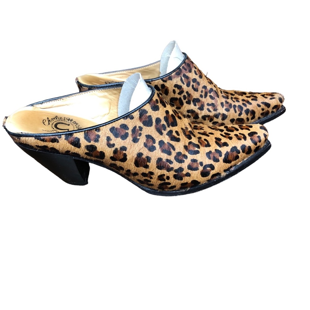 Charlie 1 Horse Lucchese Western Boots Size 7.5 Calf Hair Leopard Booties